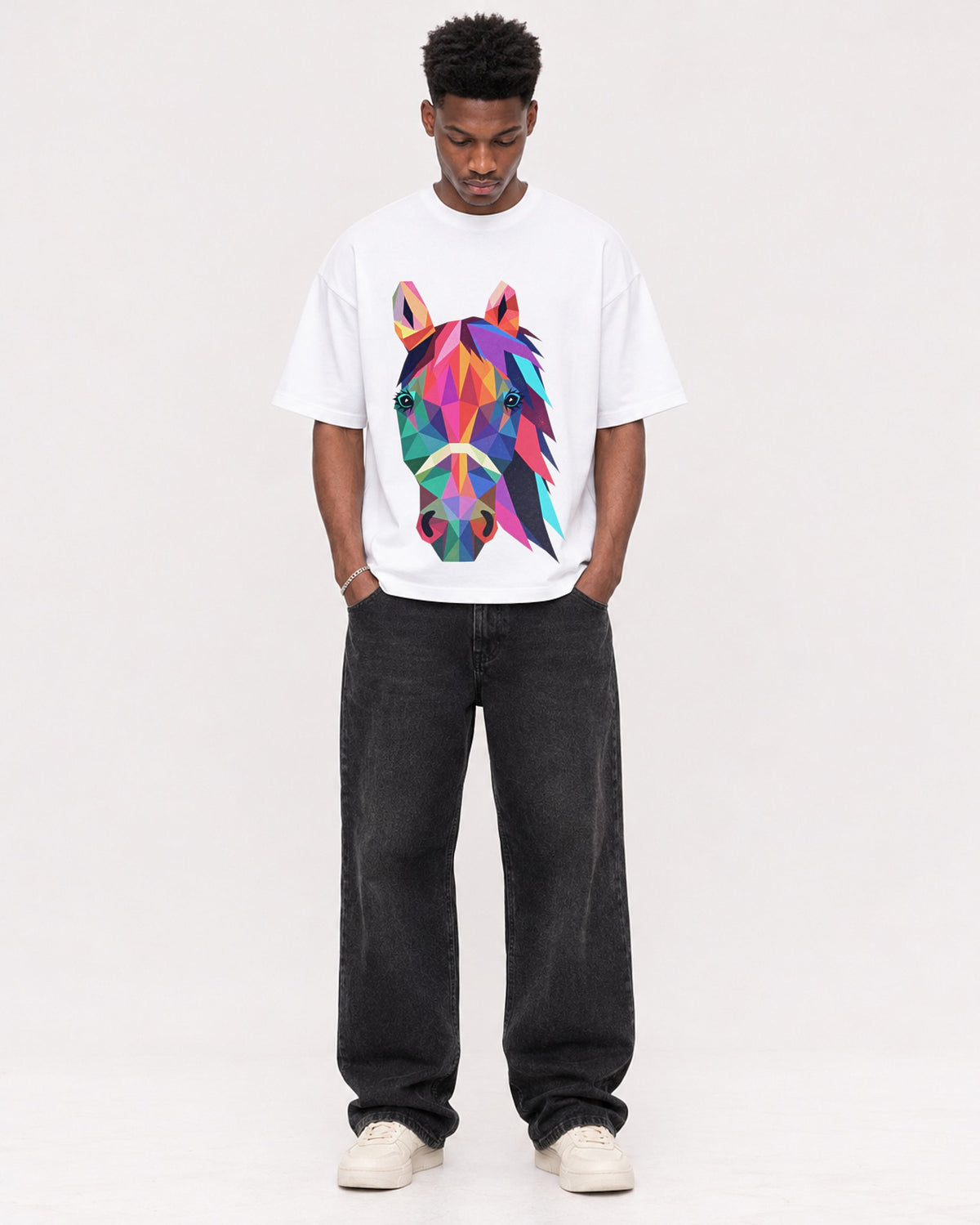 Mockup Boxy Heavyweight Tee White male full-body 15