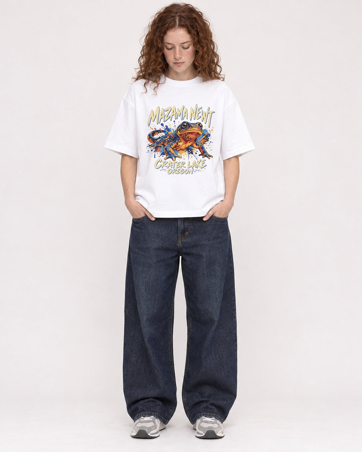 Mockup Boxy Heavyweight Tee White female full-body 09