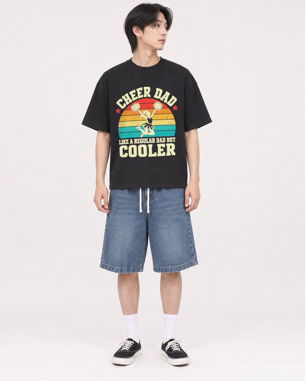 Mockup Boxy Heavyweight Tee Black male full-body 11