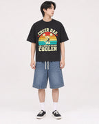 Mockup Boxy Heavyweight Tee Black male full-body 11