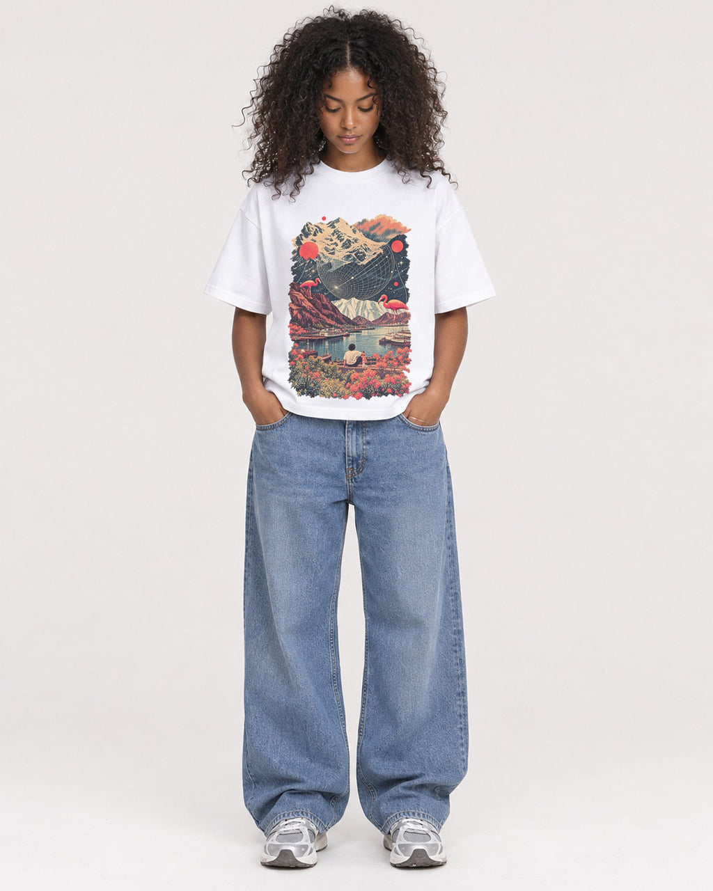 Mockup Boxy Heavyweight Tee White female full-body 05