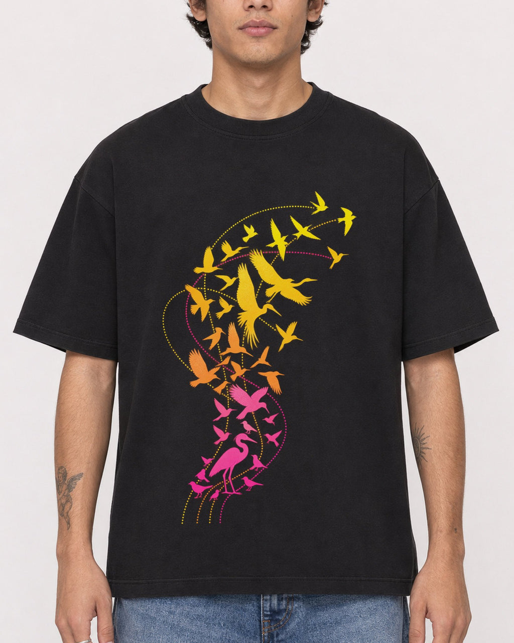 Mockup Boxy Heavyweight Tee Black male close-up 06