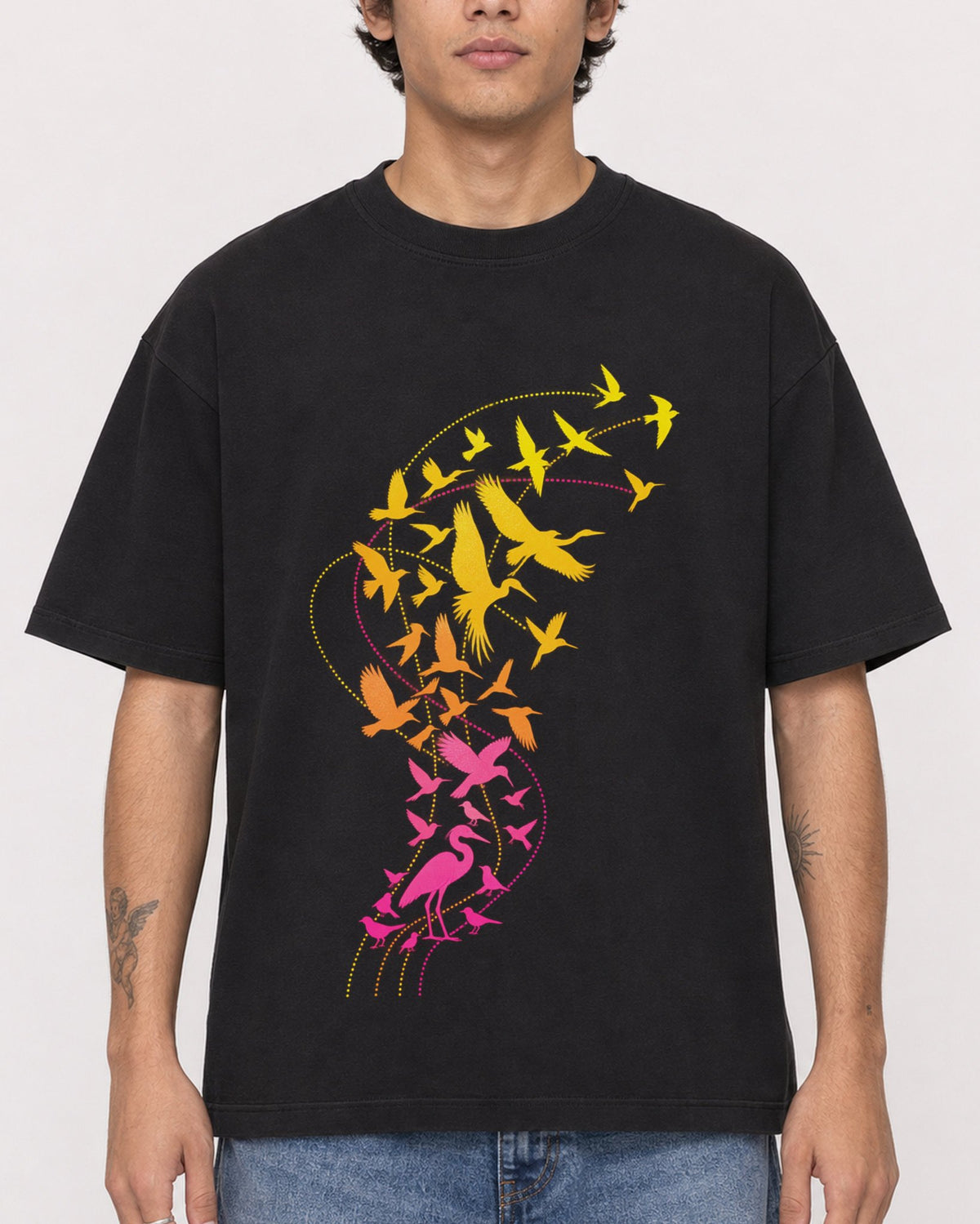 Mockup Boxy Heavyweight Tee Black male close-up 06