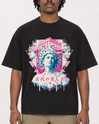 Mockup Boxy Heavyweight Tee Black male close-up 04