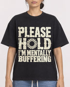 Mockup Boxy Heavyweight Tee Black female close-up 17