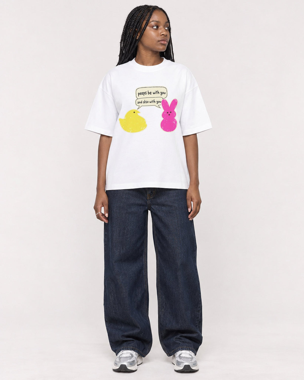 Mockup Boxy Heavyweight Tee White female full-body 04