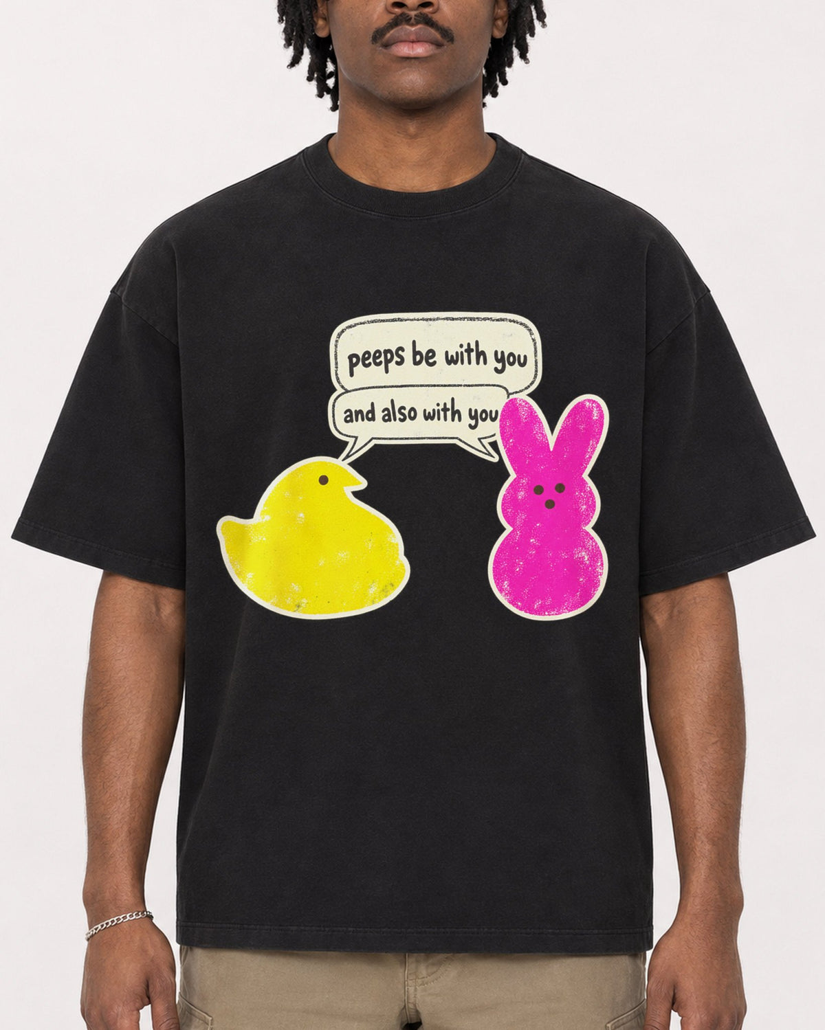Mockup Boxy Heavyweight Tee Black male close-up 04