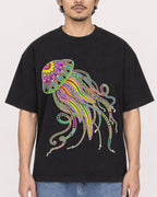 Mockup Boxy Heavyweight Tee Black male close-up 02