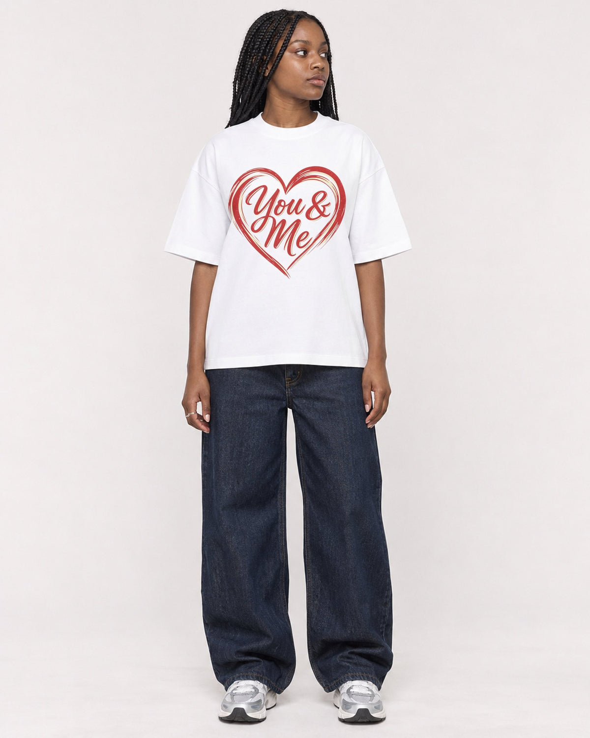 Mockup Boxy Heavyweight Tee White female full-body 04