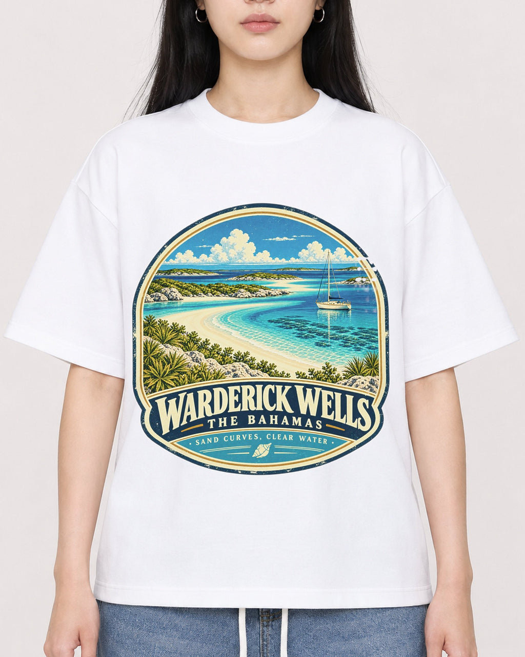 Mockup Boxy Heavyweight Tee White female close-up 01