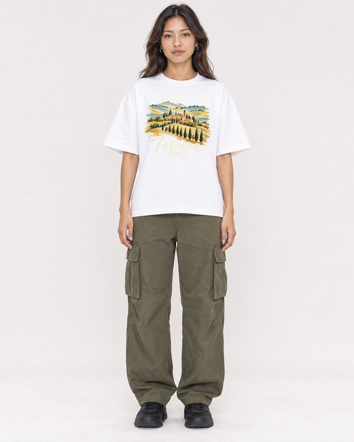 Mockup Boxy Heavyweight Tee White female full-body 02
