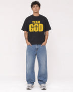 Mockup Boxy Heavyweight Tee Black male full-body 06
