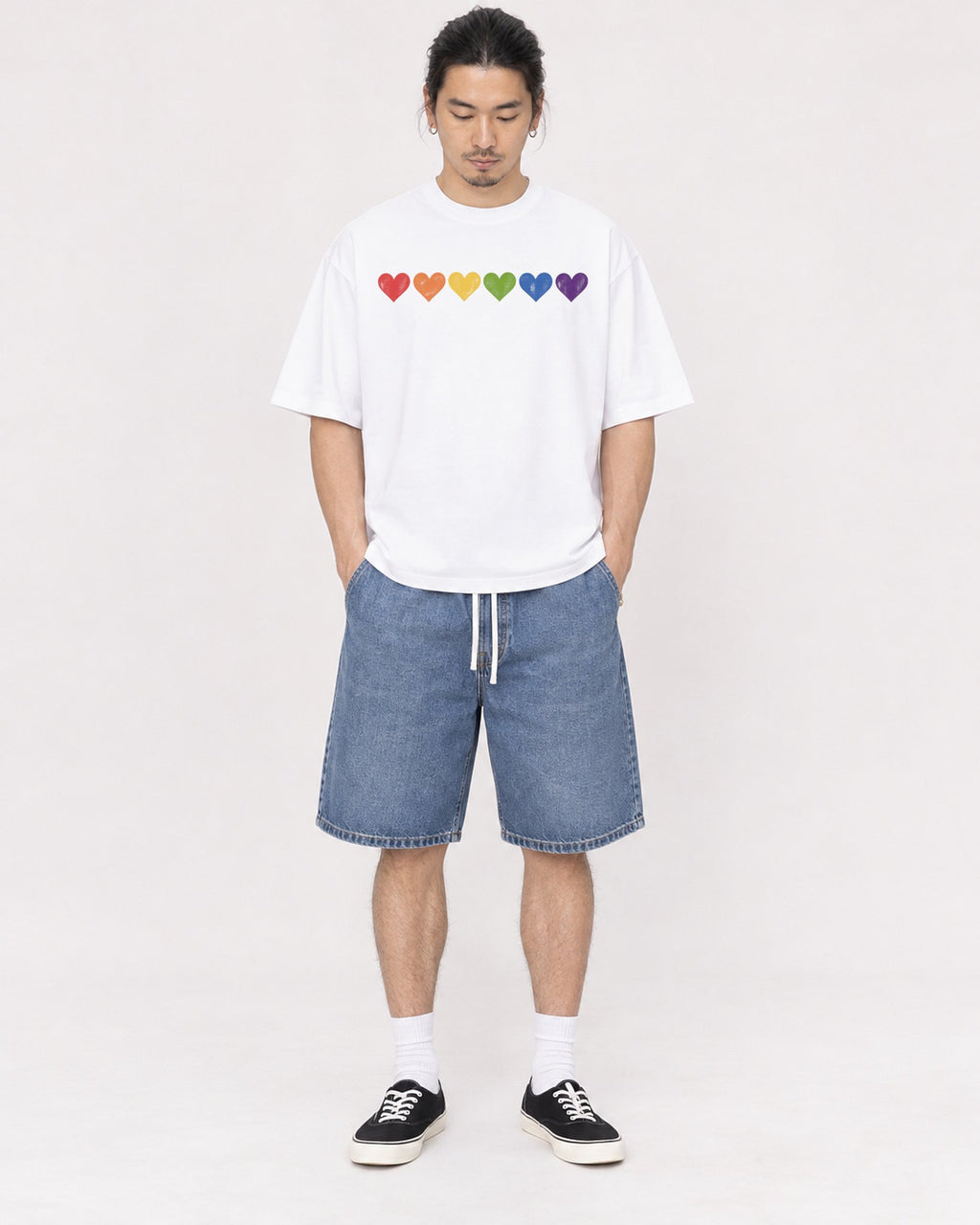 Mockup Boxy Heavyweight Tee White male full-body 43