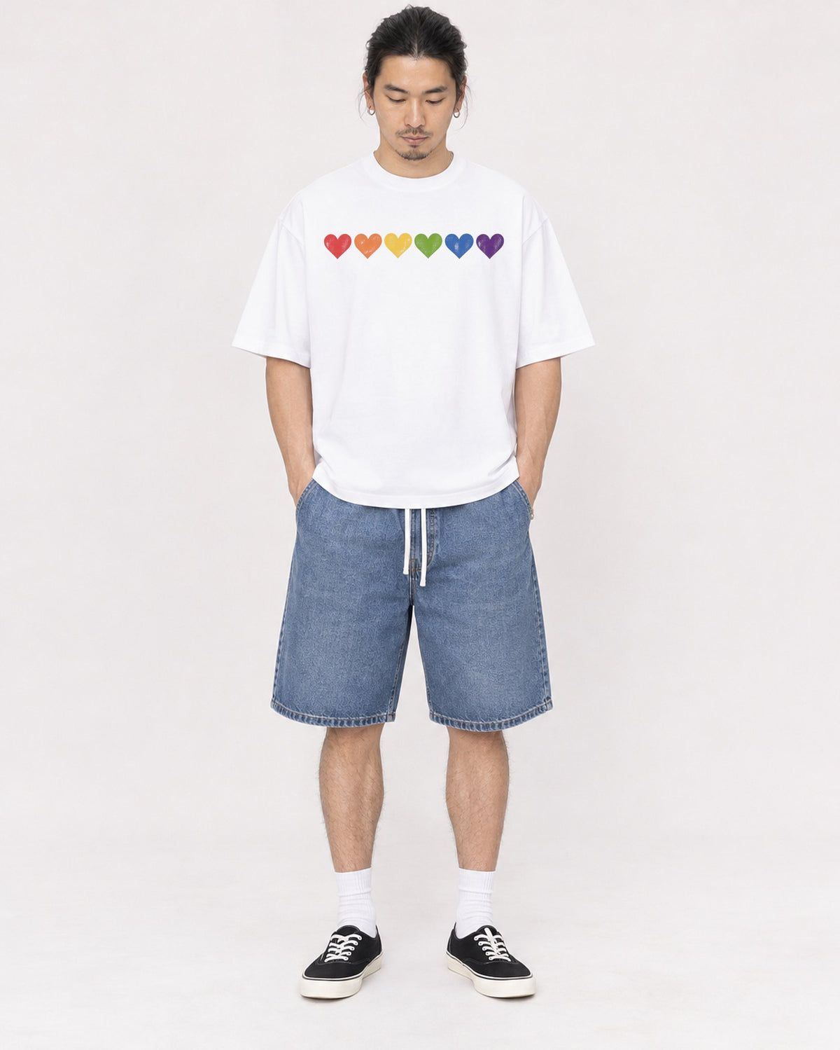 Mockup Boxy Heavyweight Tee White male full-body 43