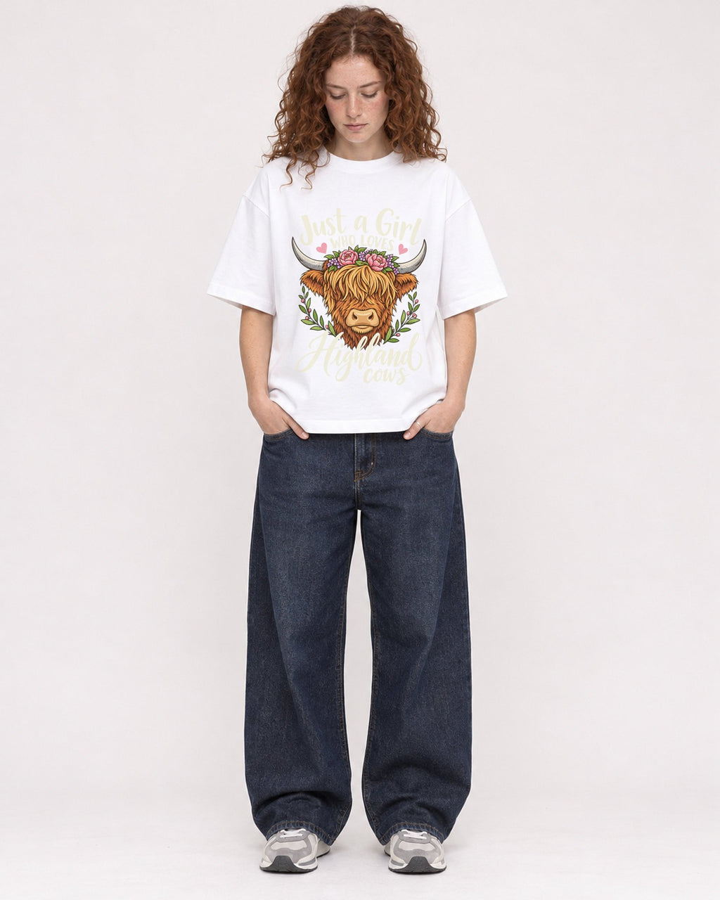 Mockup Boxy Heavyweight Tee White female full-body 09