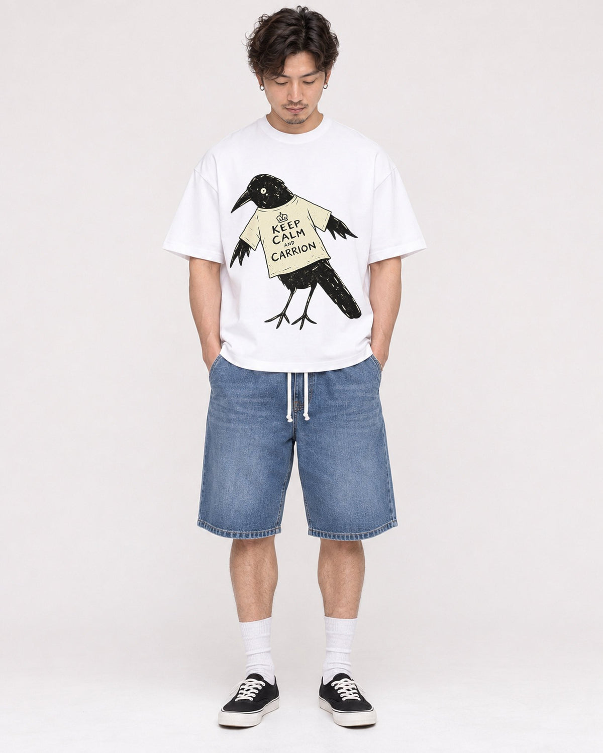 Mockup Boxy Heavyweight Tee White male full-body 03