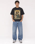 Mockup Boxy Heavyweight Tee Black male full-body 06