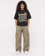 Mockup Boxy Heavyweight Tee Black female full-body 10