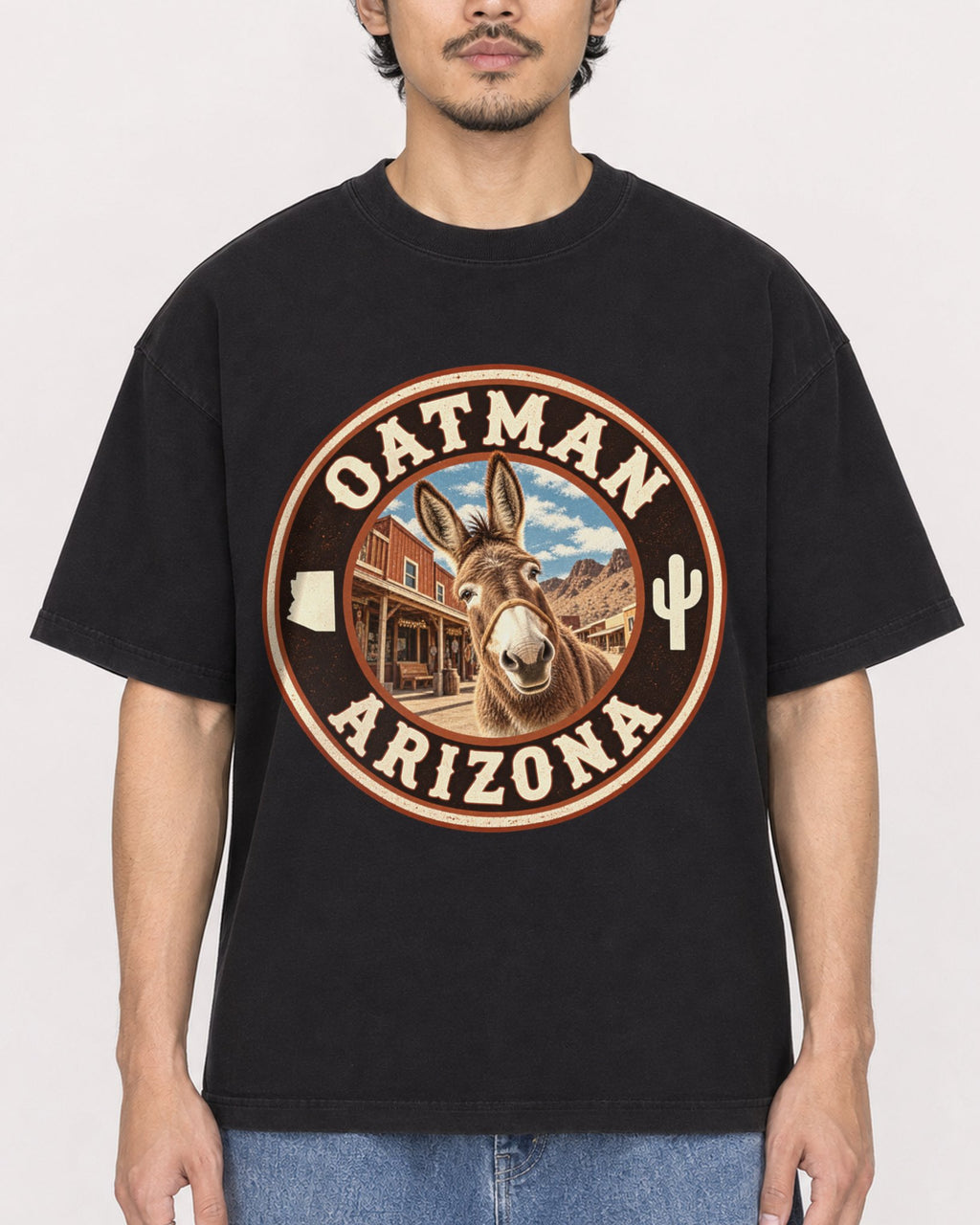 Mockup Boxy Heavyweight Tee Black male close-up 02