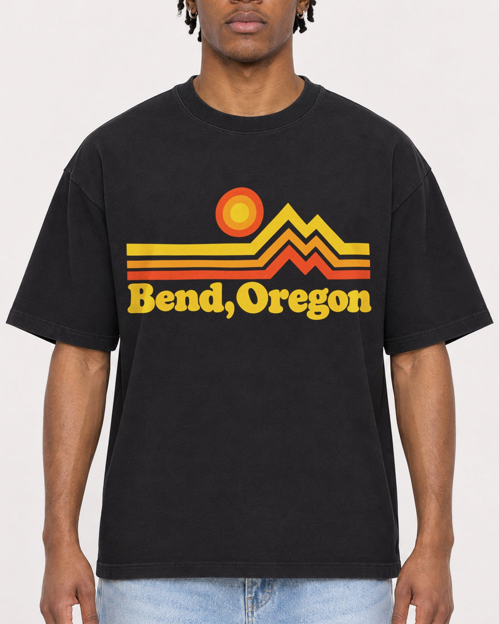 Mockup Boxy Heavyweight Tee Black male close-up 05