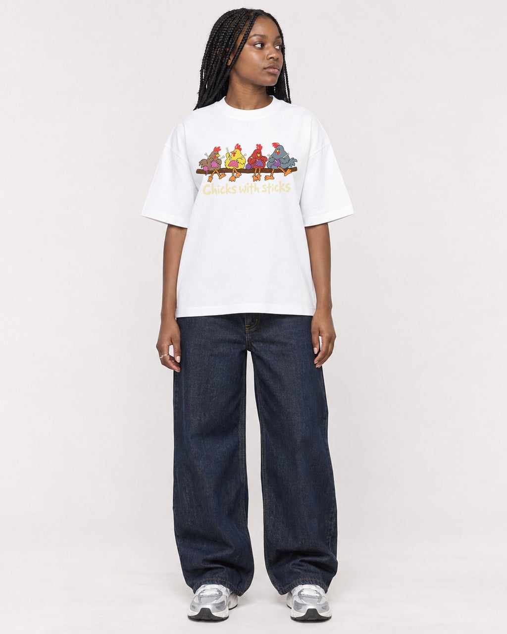 Mockup Boxy Heavyweight Tee White female full-body 04