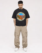 Mockup Boxy Heavyweight Tee Black male full-body 12