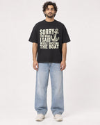 Mockup Boxy Heavyweight Tee Black male full-body 17