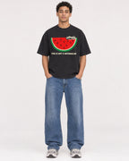 Mockup Boxy Heavyweight Tee Black male full-body 10