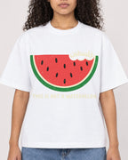 Mockup Boxy Heavyweight Tee White female close-up 10