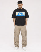 Mockup Boxy Heavyweight Tee Black male full-body 12