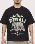 Mockup Boxy Heavyweight Tee Black male close-up 12