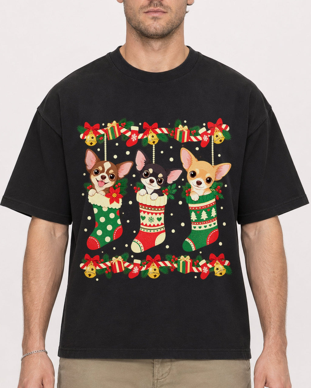 Mockup Boxy Heavyweight Tee Black male close-up 08