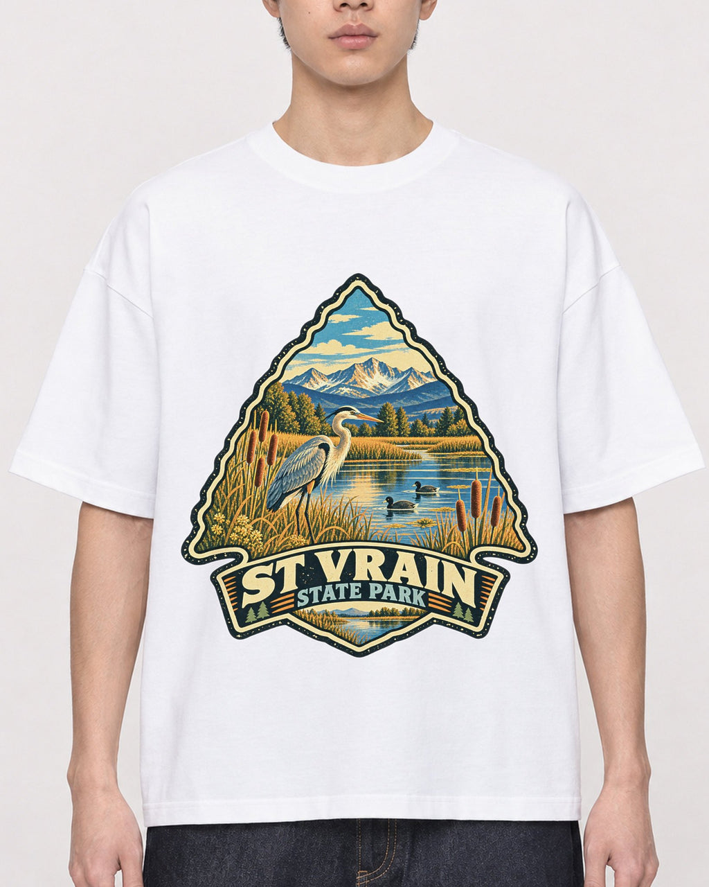 Mockup Boxy Heavyweight Tee White male close-up 01