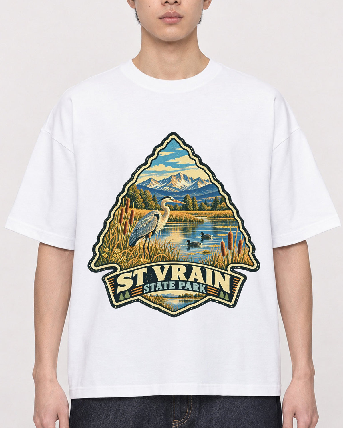 Mockup Boxy Heavyweight Tee White male close-up 01