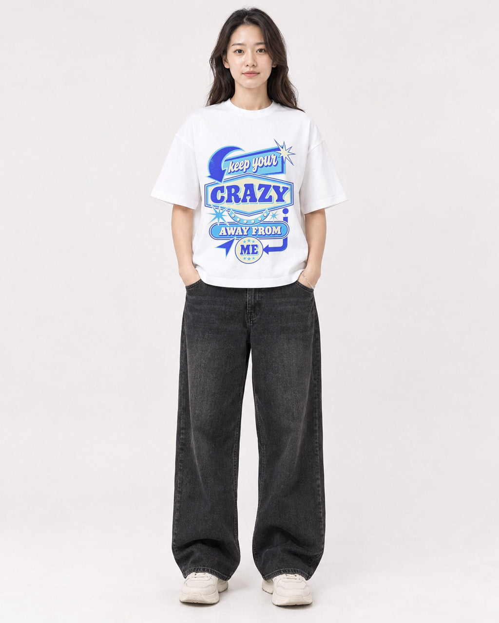 Mockup Boxy Heavyweight Tee White female full-body 03