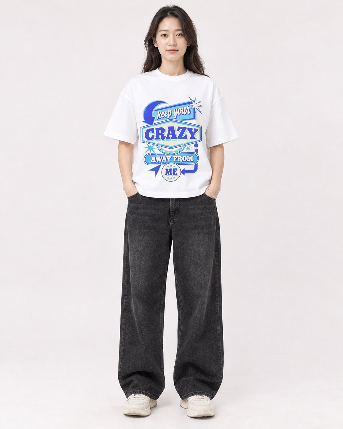 Mockup Boxy Heavyweight Tee White female full-body 03