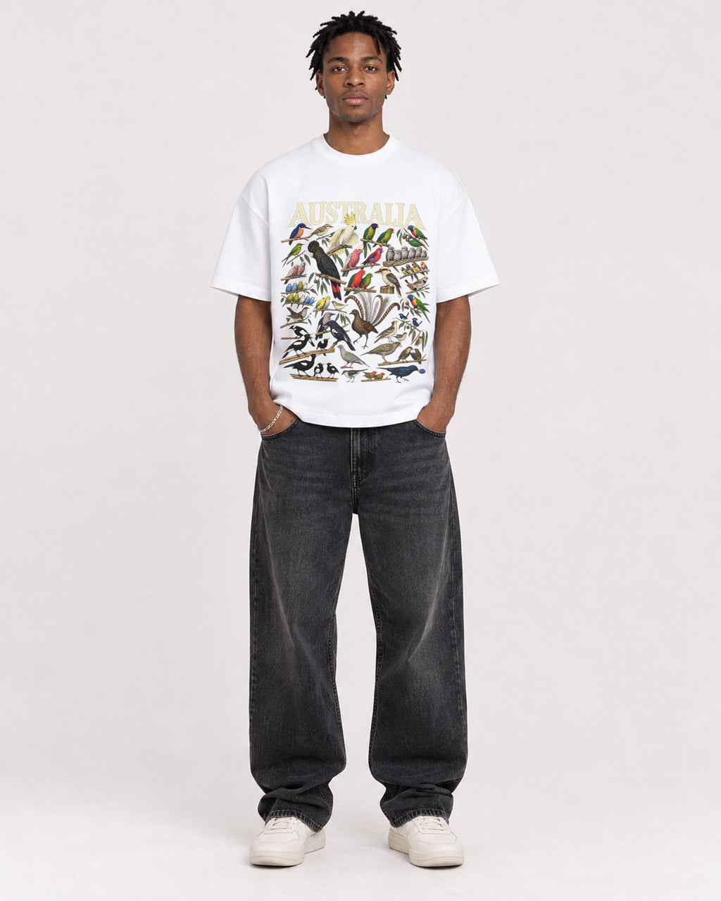 Mockup Boxy Heavyweight Tee White male full-body 05