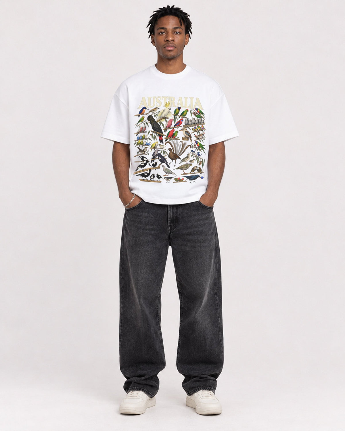 Mockup Boxy Heavyweight Tee White male full-body 05