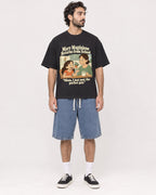 Mockup Boxy Heavyweight Tee Black male full-body 47