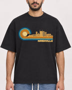 Mockup Boxy Heavyweight Tee Black male close-up 07