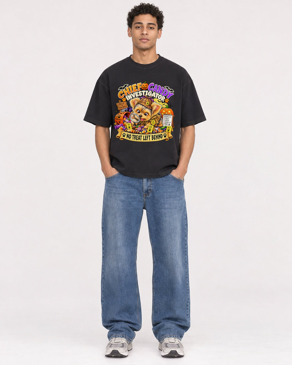 Mockup Boxy Heavyweight Tee Black male full-body 10