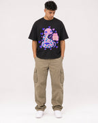 Mockup Boxy Heavyweight Tee Black male full-body 16