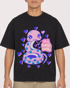 Mockup Boxy Heavyweight Tee Black male close-up 16