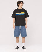 Mockup Boxy Heavyweight Tee Black male full-body 03
