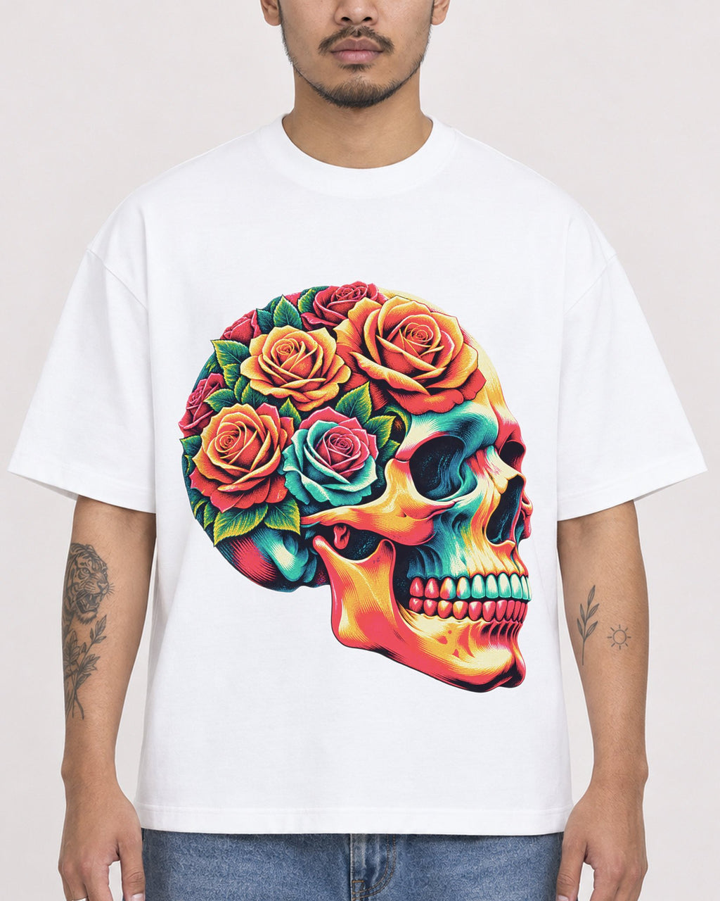 Mockup Boxy Heavyweight Tee White male close-up 12