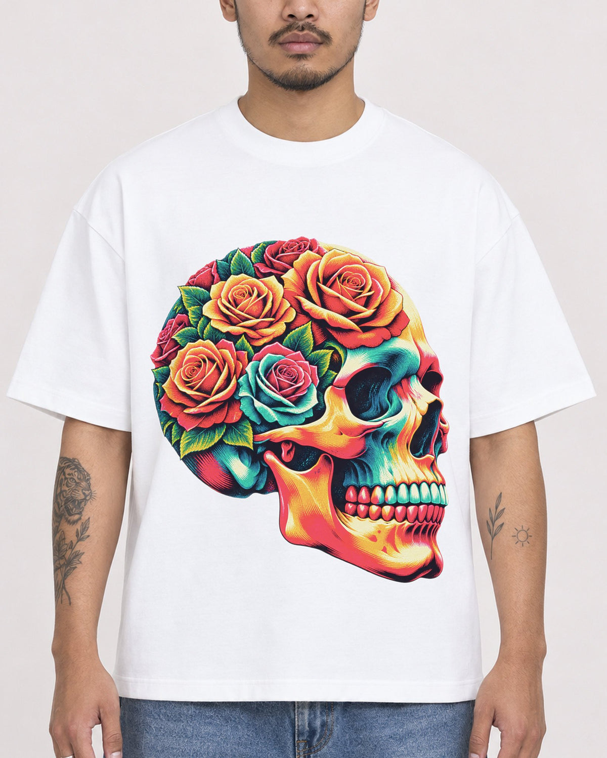 Mockup Boxy Heavyweight Tee White male close-up 12