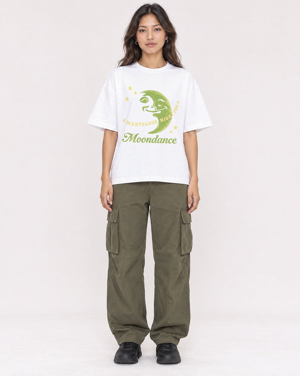 Mockup Boxy Heavyweight Tee White female full-body 02