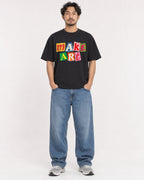 Mockup Boxy Heavyweight Tee Black male full-body 02