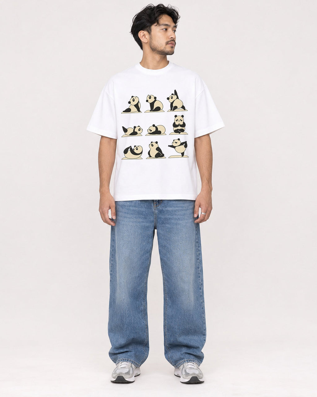 Mockup Boxy Heavyweight Tee White male full-body 02