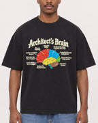 Mockup Boxy Heavyweight Tee Black male close-up 14